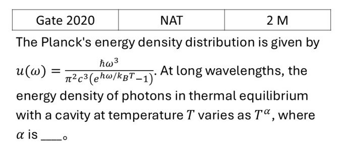 GATE 2020 Quantum Statistical Mechanics previous year question GATE_2020_Q65