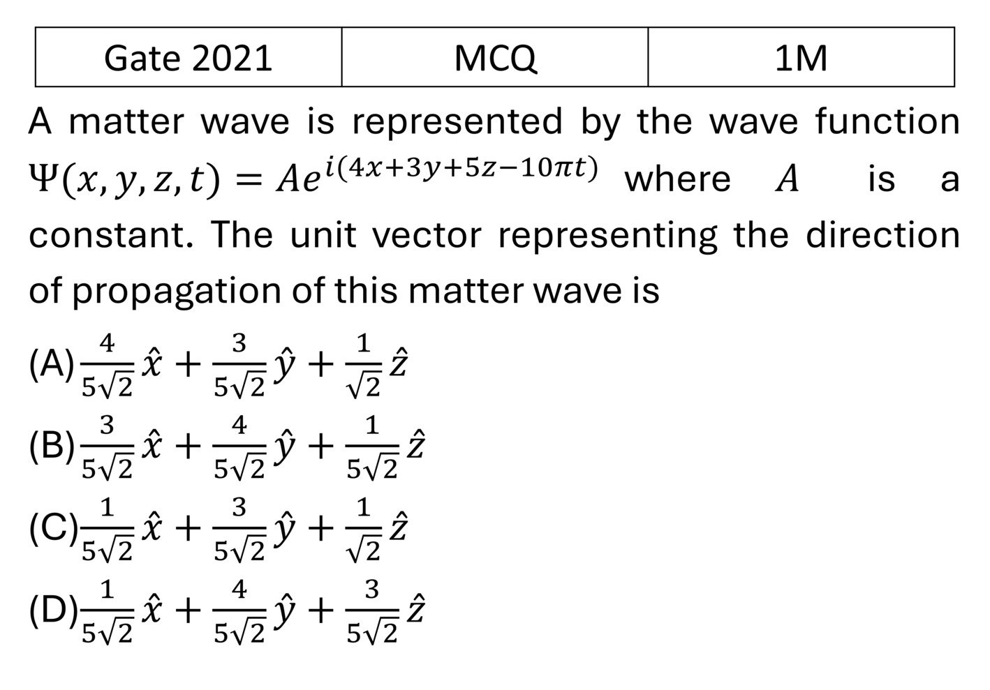 GATE 2021 EM Waves previous year question GATE_2021_Q12