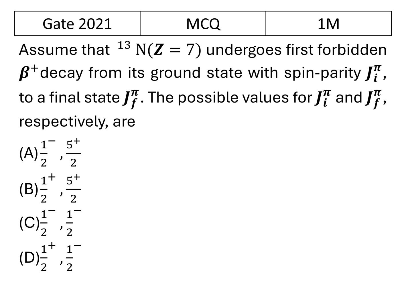 GATE 2021 Radioactivity previous year question GATE_2021_Q17