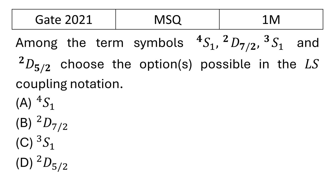 GATE 2021 Effects in atomic physics previous year question GATE_2021_Q24