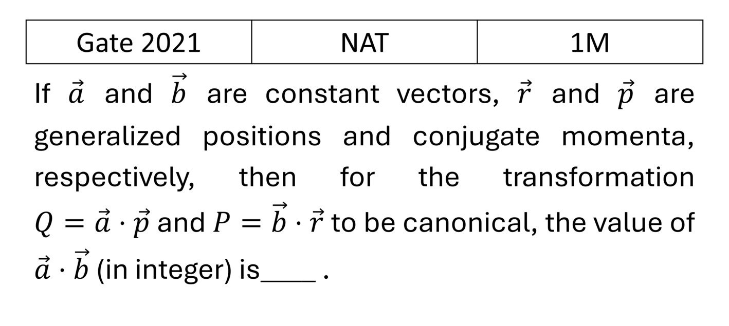GATE 2021 Canonical Transformation and Poisson bracket previous year question GATE_2021_Q35