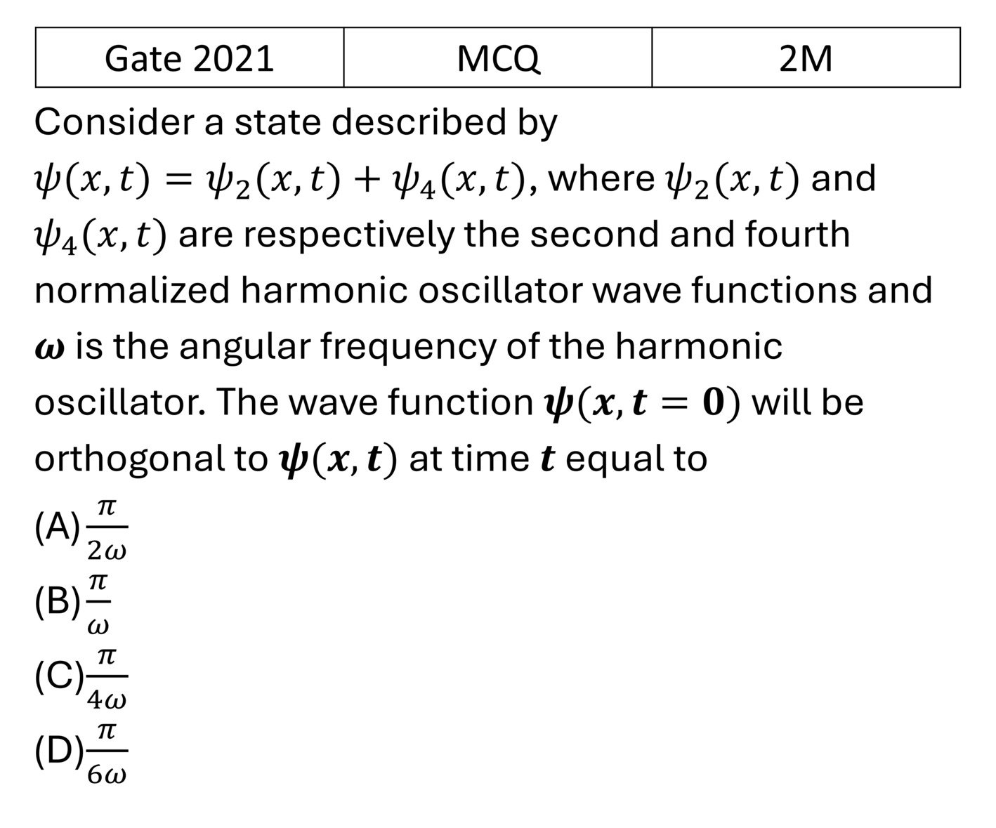 GATE 2021 Basics Quantum Mechanics previous year question GATE_2021_Q45
