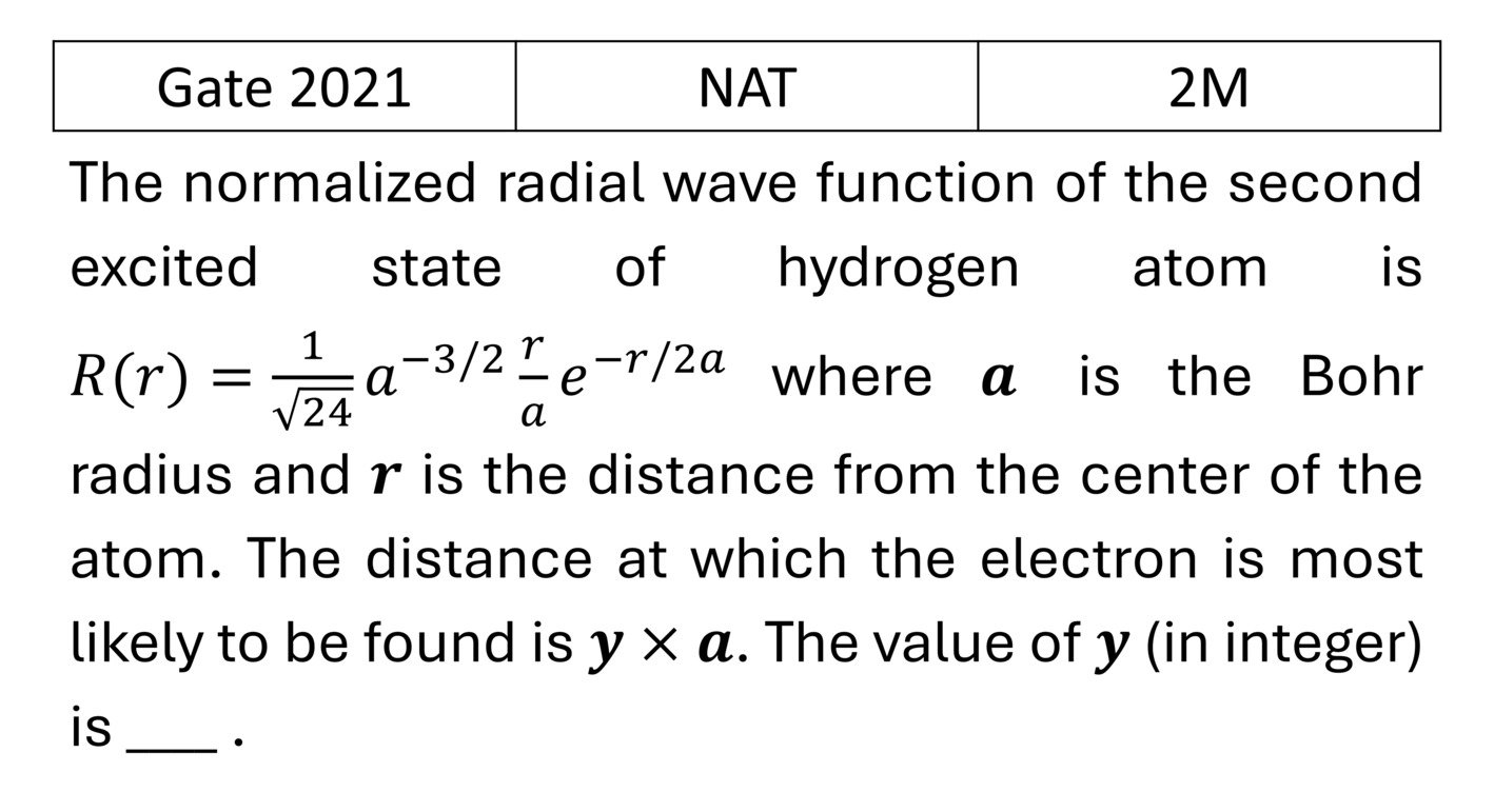 GATE 2021 Orbital angular Momentum and Hydrogen atom previous year question GATE_2021_Q61