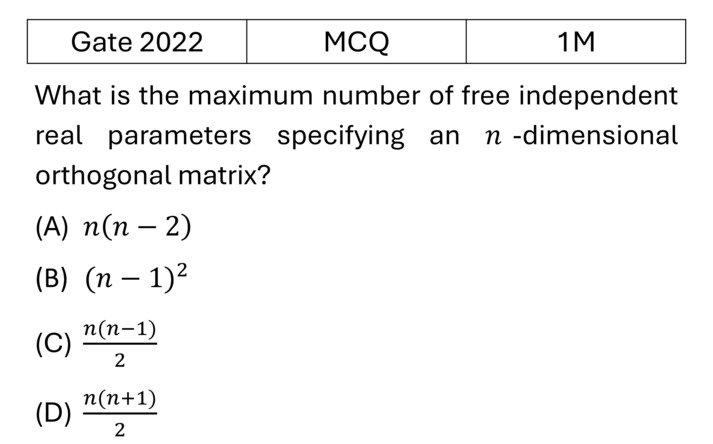 GATE 2022 Matrices previous year question GATE_2022_Q13