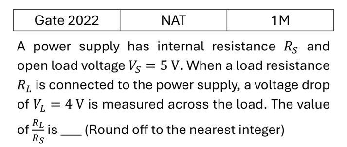 GATE 2022 Basic Electronics previous year question GATE_2022_Q30