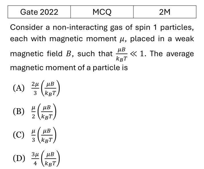 GATE 2022 Canonical Ensemble previous year question GATE_2022_Q36