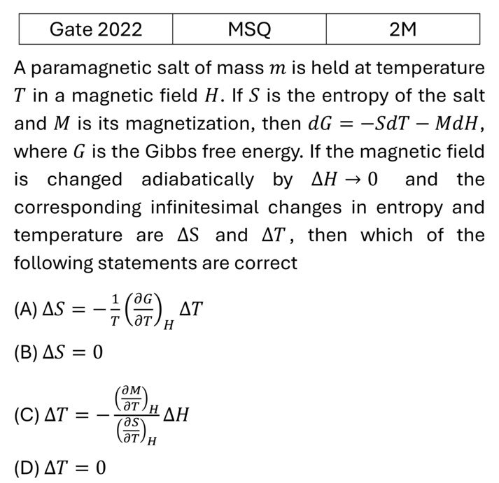 GATE 2022 Canonical Ensemble previous year question GATE_2022_Q47