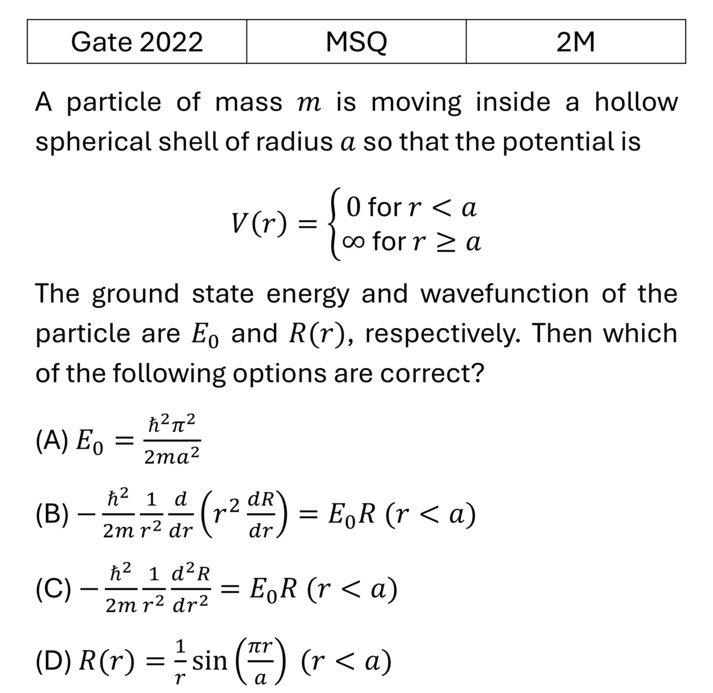 GATE 2022 Orbital angular Momentum and Hydrogen atom previous year question GATE_2022_Q48