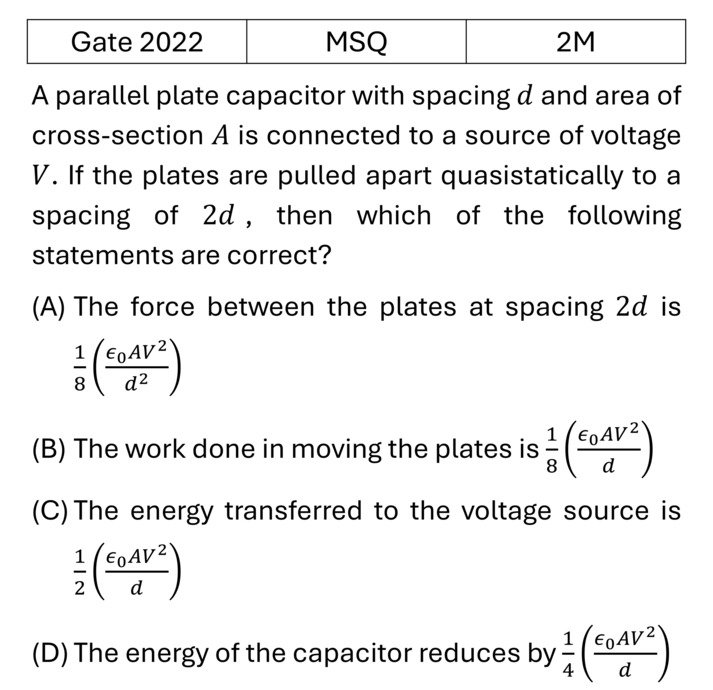 GATE 2022 Electrostatics previous year question GATE_2022_Q53