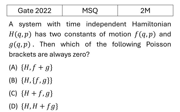 GATE 2022 Canonical Transformation and Poisson bracket previous year question GATE_2022_Q54