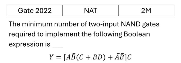 GATE 2022 Logic Gates previous year question GATE_2022_Q59