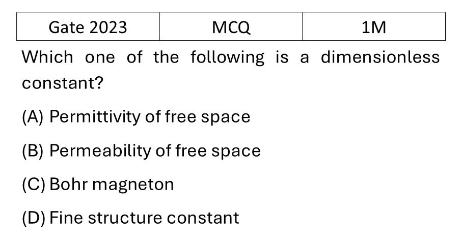 GATE 2023 Effects in atomic physics previous year question GATE_2023_Q12