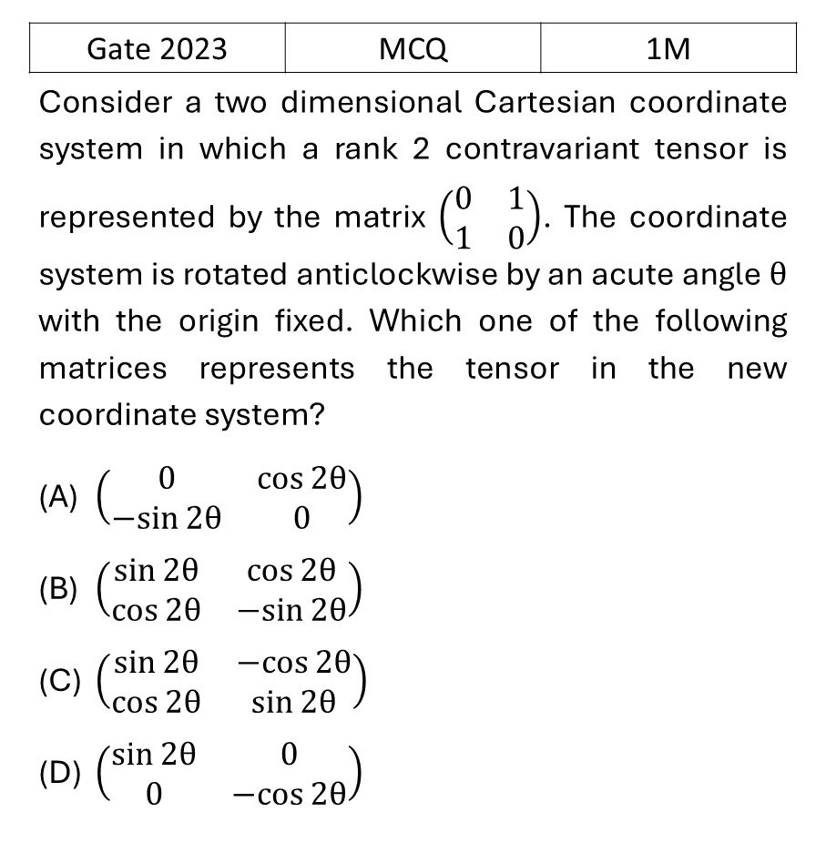 GATE 2023 Tensors previous year question GATE_2023_Q17