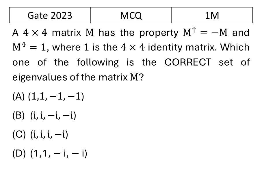 GATE 2023 Matrices previous year question GATE_2023_Q26