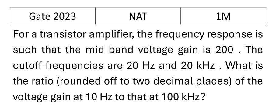 GATE 2023 Transistors previous year question GATE_2023_Q34