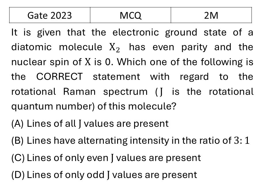 GATE 2023 Molecular Physics previous year question GATE_2023_Q36
