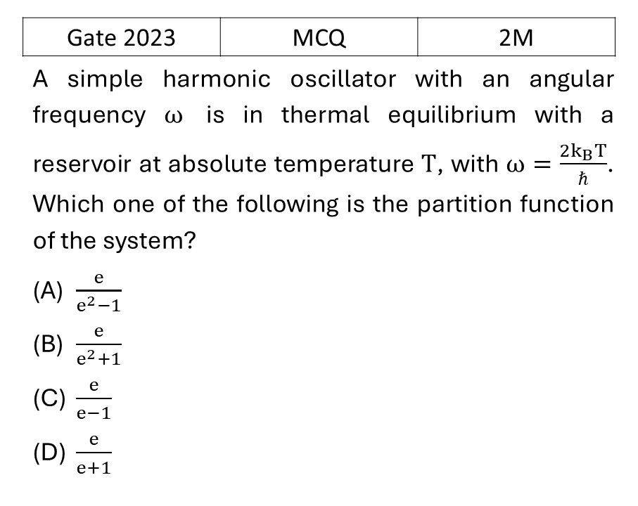 GATE 2023 Canonical Ensemble previous year question GATE_2023_Q38