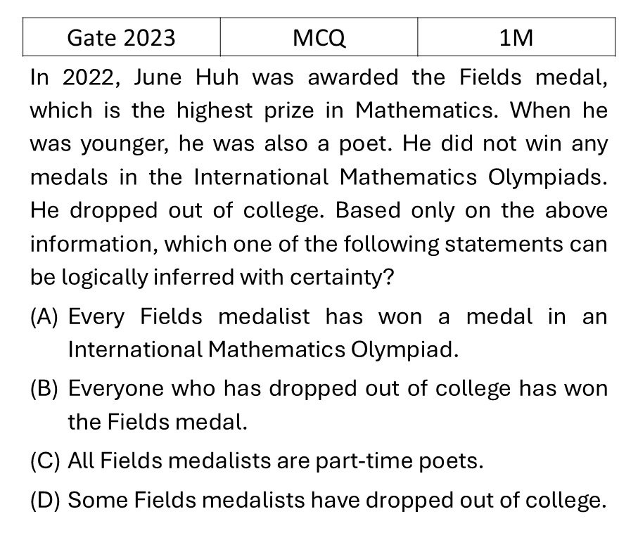 GATE 2023 Reasoning previous year question GATE_2023_Q4