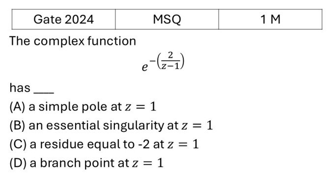GATE 2024 Complex Analysis previous year question GATE_2024_Q31