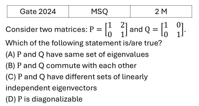 GATE 2024 Matrices previous year question GATE_2024_Q43