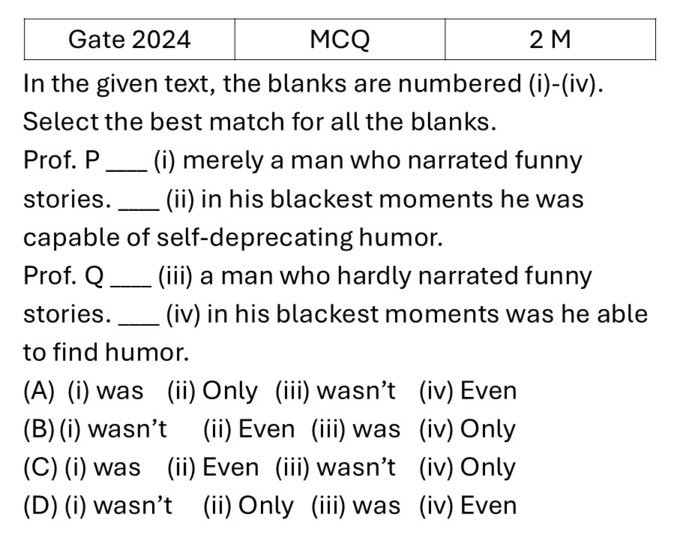 GATE 2024 English previous year question GATE_2024_Q6