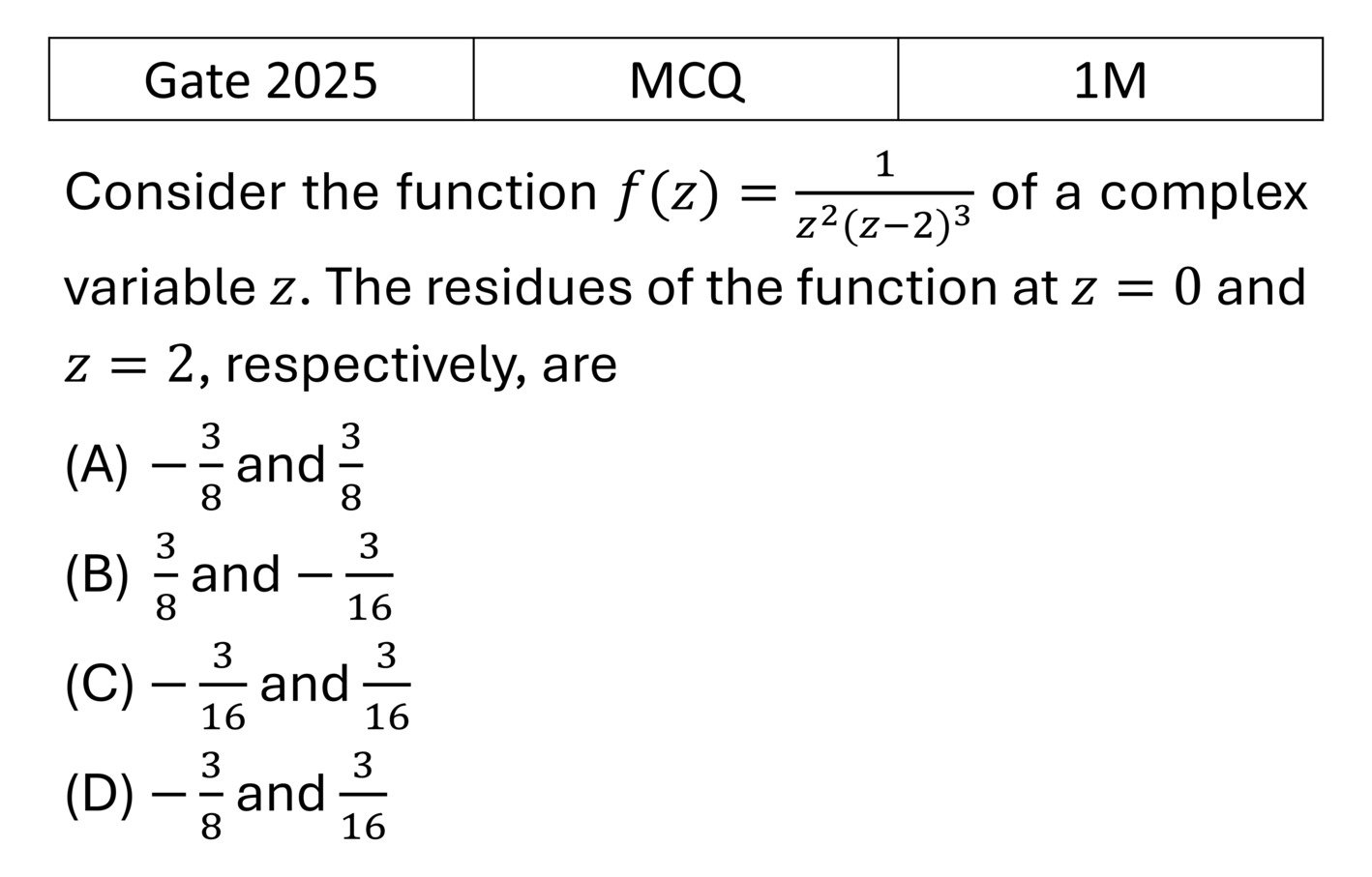 GATE 2025 Complex Analysis previous year question GATE_2025_Q21