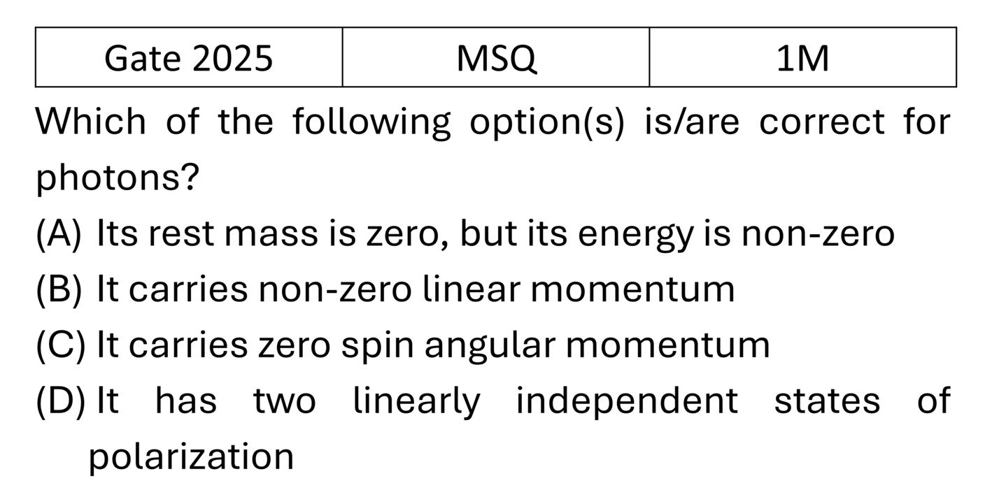 GATE 2025 Basics Quantum Mechanics previous year question GATE_2025_Q25