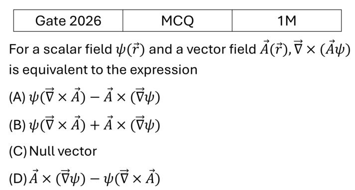 GATE 2026 Vector Analysis previous year question GATE_2026_Q14