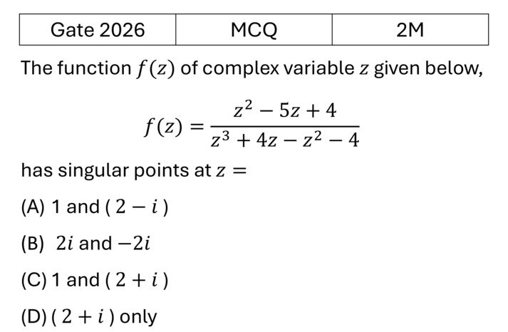 GATE 2026 Complex Analysis previous year question GATE_2026_Q36