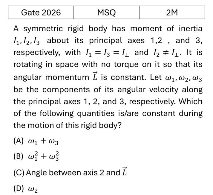 GATE 2026 Rotation Motion previous year question GATE_2026_Q55