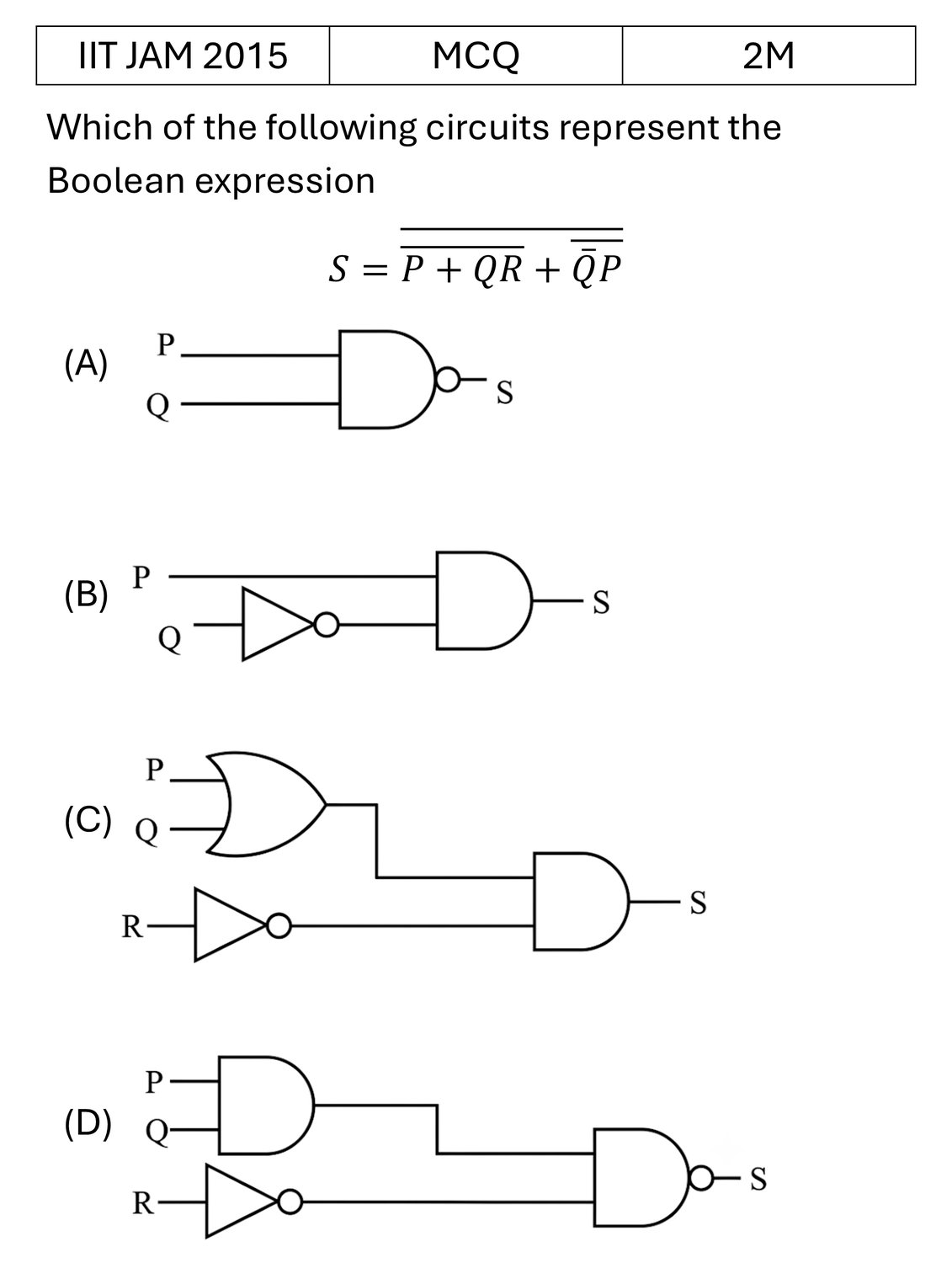 IIT JAM 2015 Digital Electronics previous year question IIT_JAM_2015_Q21