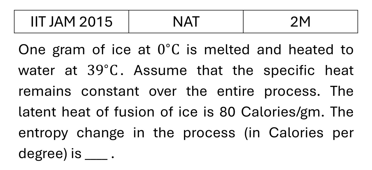 IIT JAM 2015 Laws of thermodynamics previous year question IIT_JAM_2015_Q55