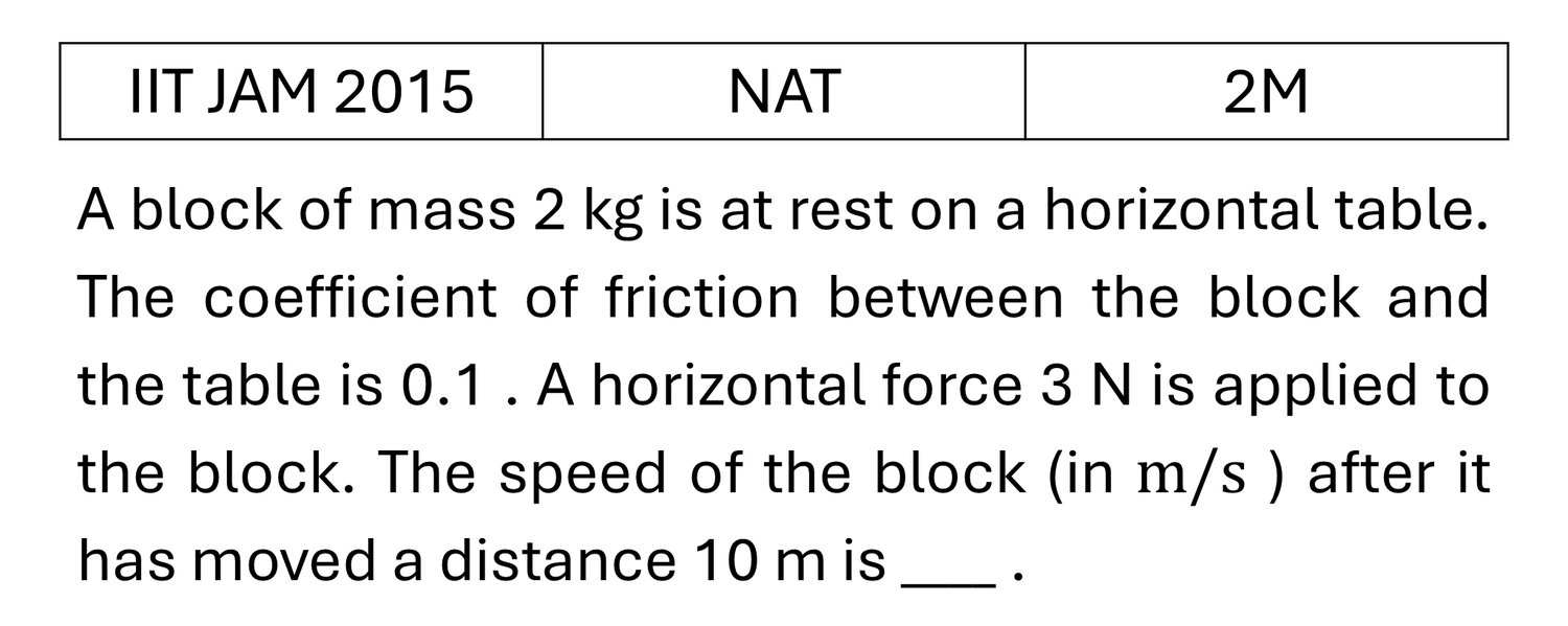 IIT JAM 2015 Basic Mechanics previous year question IIT_JAM_2015_Q58