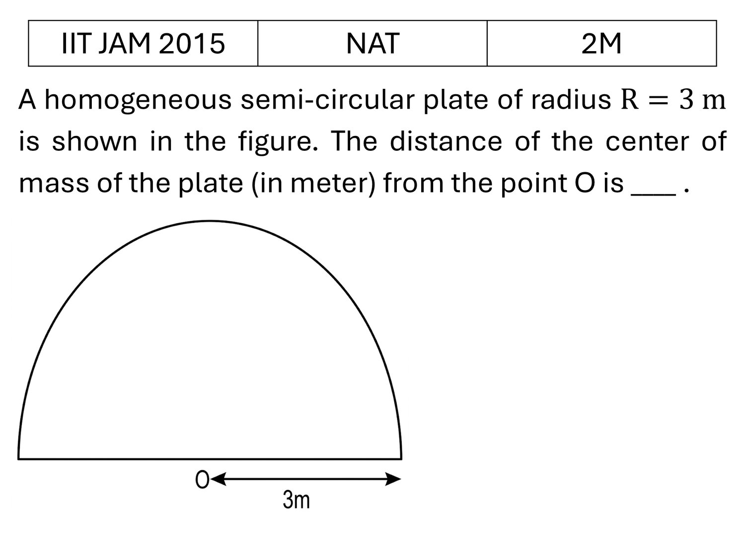 IIT JAM 2015 Basic Mechanics previous year question IIT_JAM_2015_Q59