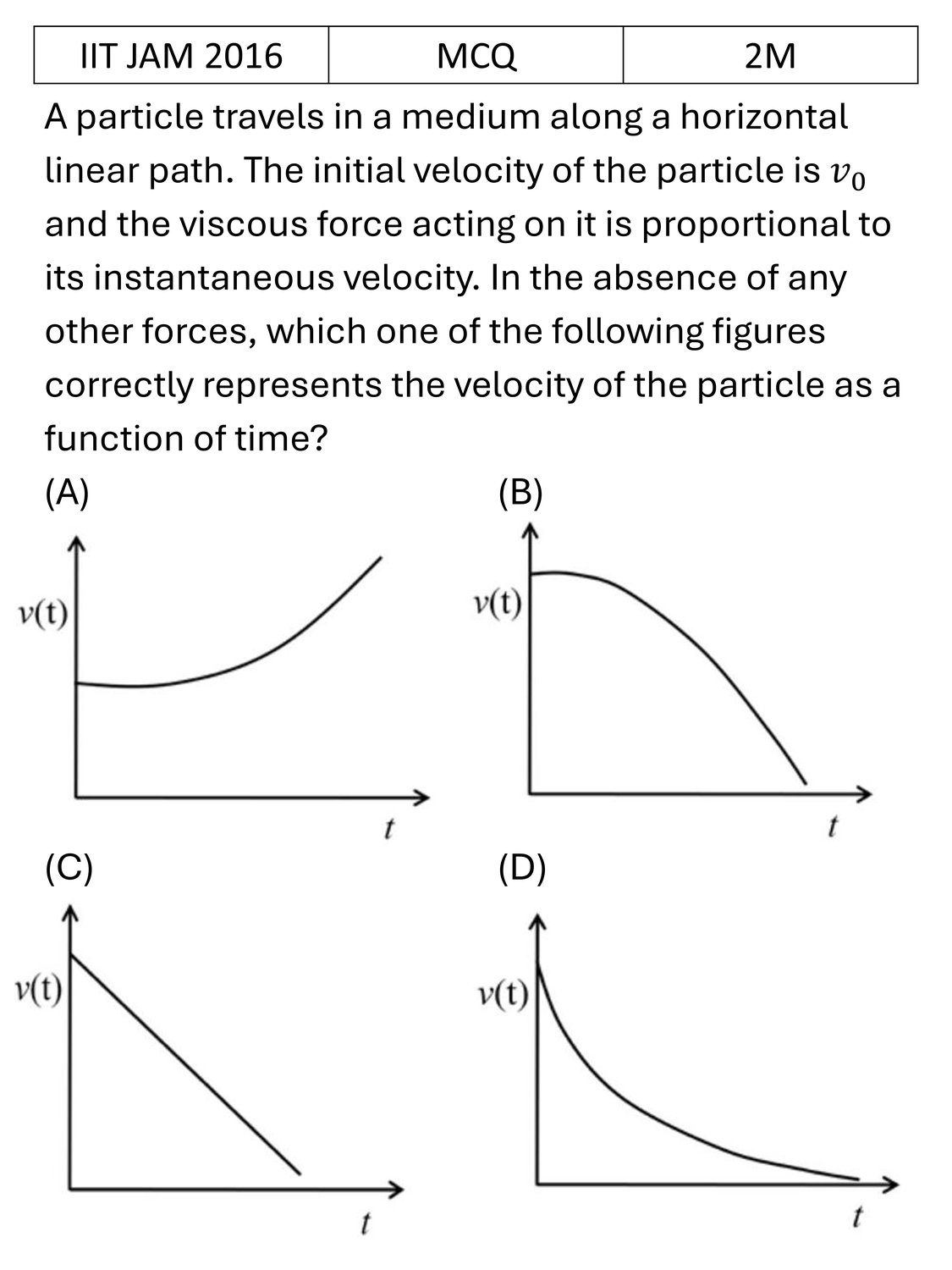 IIT JAM 2016 Basic Mechanics previous year question IIT_JAM_2016_Q24