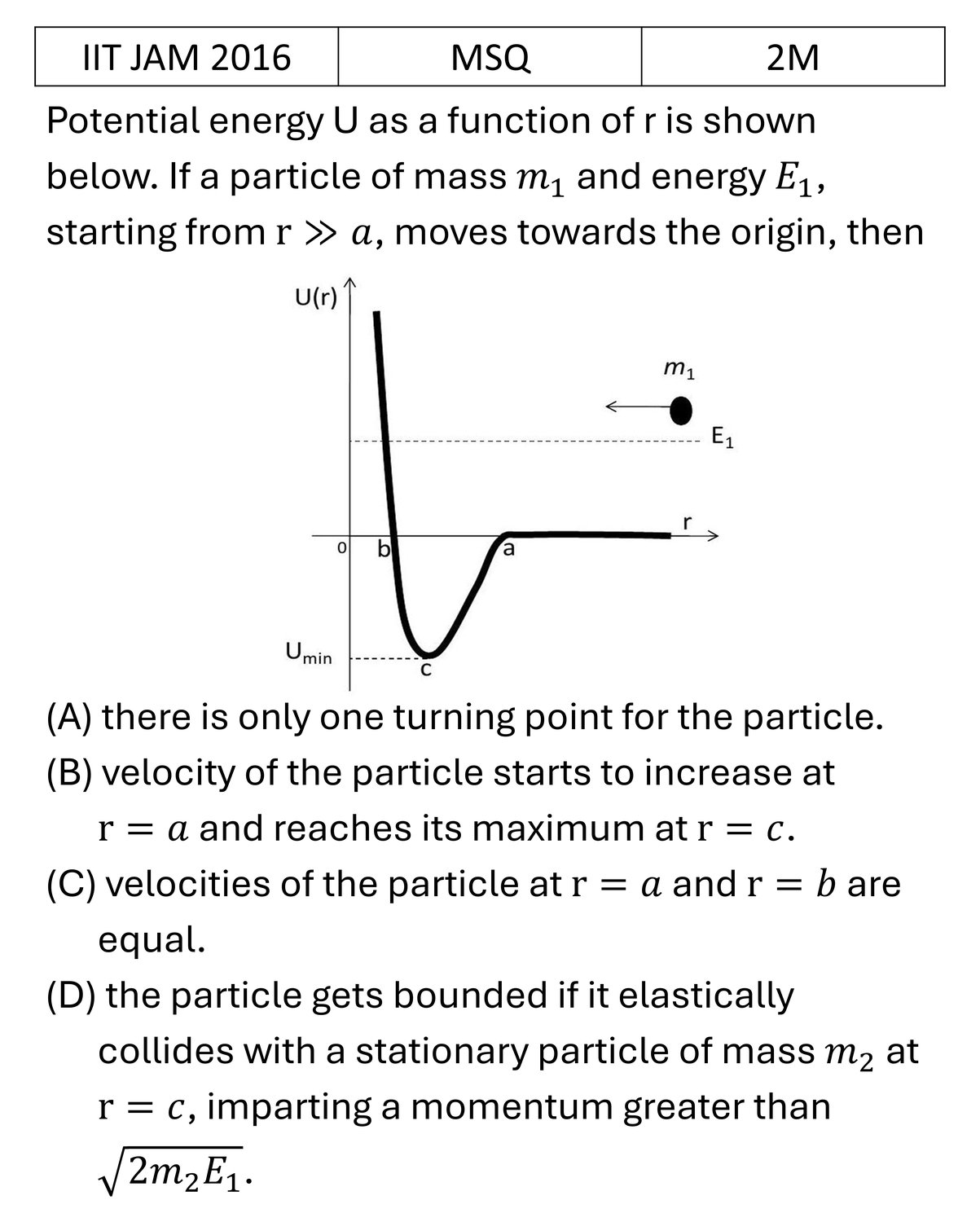 IIT JAM 2016 Central forces and gravitation previous year question IIT_JAM_2016_Q36