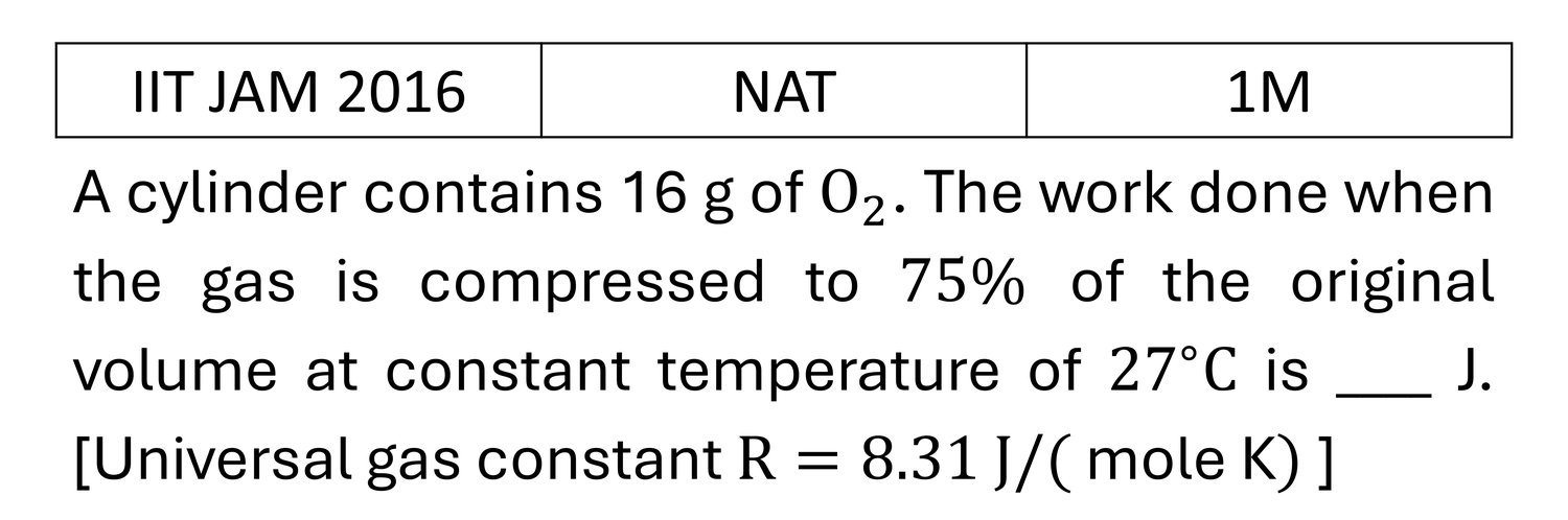 IIT JAM 2016 Laws of thermodynamics previous year question IIT_JAM_2016_Q49