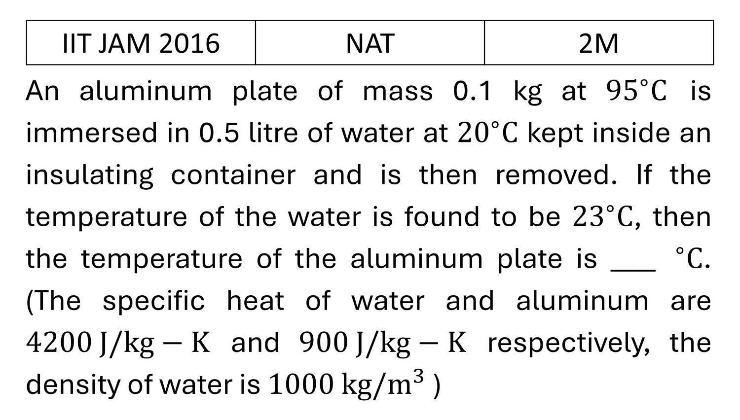 IIT JAM 2016 Laws of thermodynamics previous year question IIT_JAM_2016_Q58