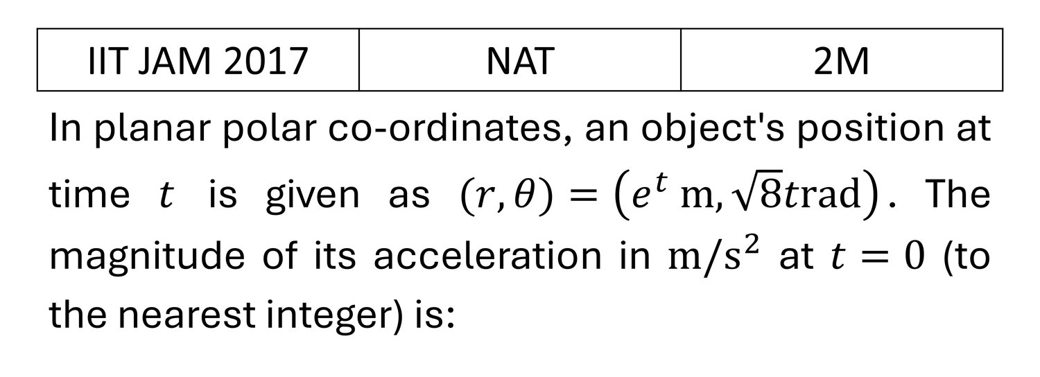 IIT JAM 2017 Basic Mechanics previous year question IIT_JAM_2017_Q53