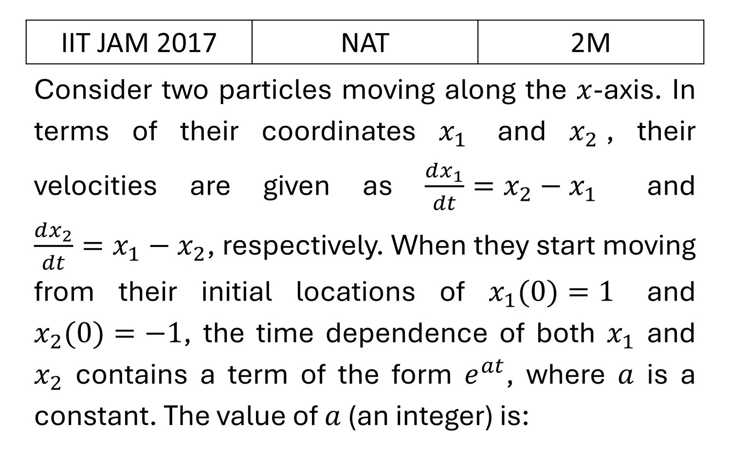 IIT JAM 2017 Basic Mechanics previous year question IIT_JAM_2017_Q54
