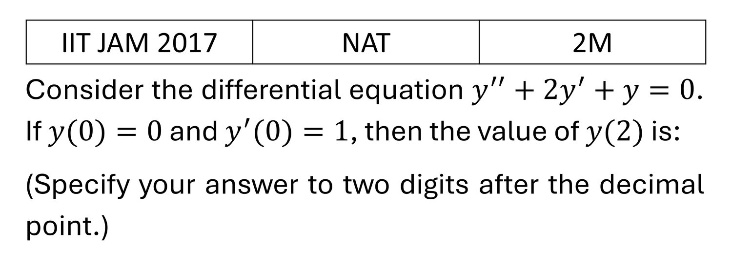 IIT JAM 2017 Differential Equations previous year question IIT_JAM_2017_Q58