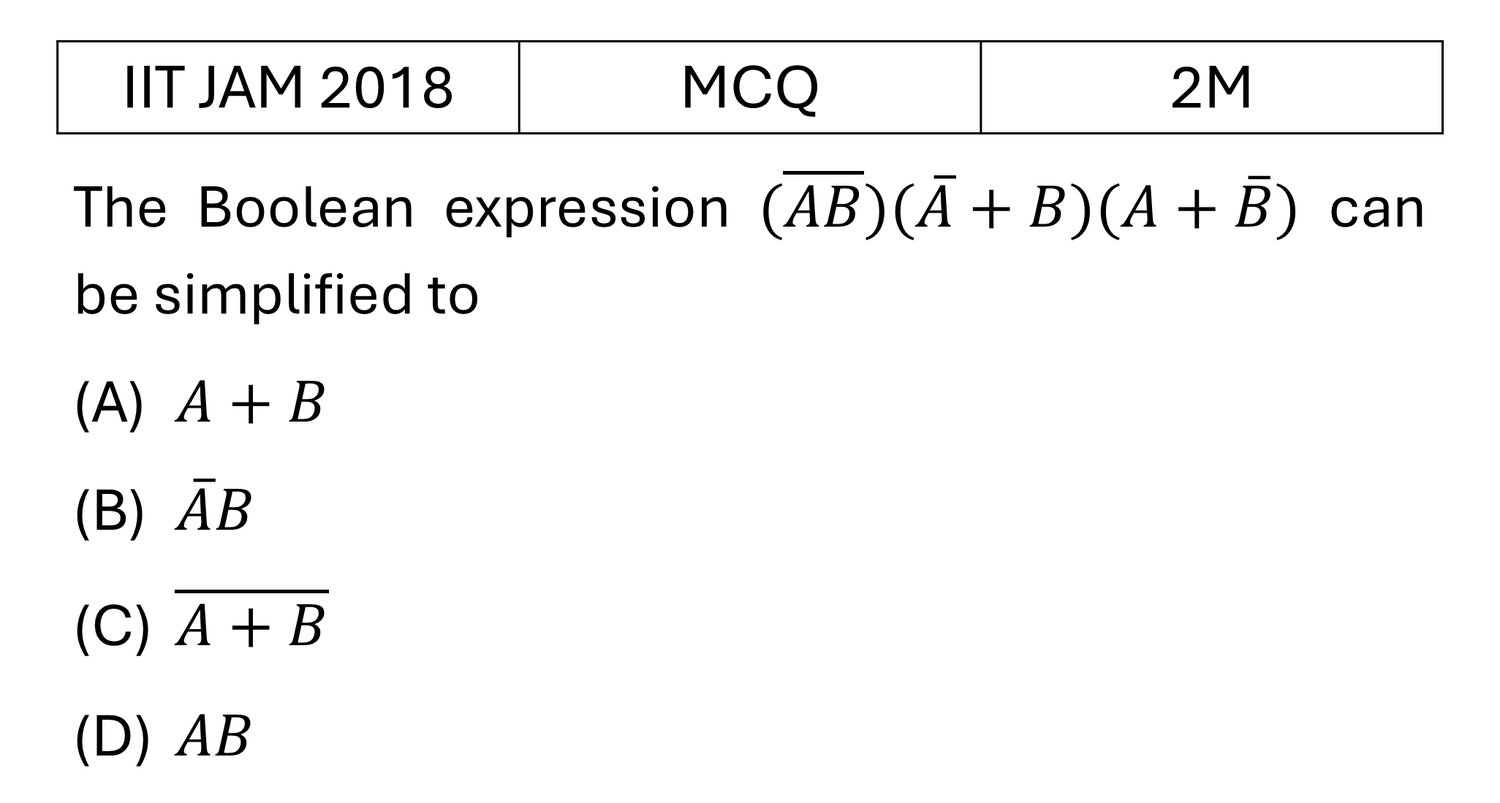 IIT JAM 2018 Digital Electronics previous year question IIT_JAM_2018_Q26