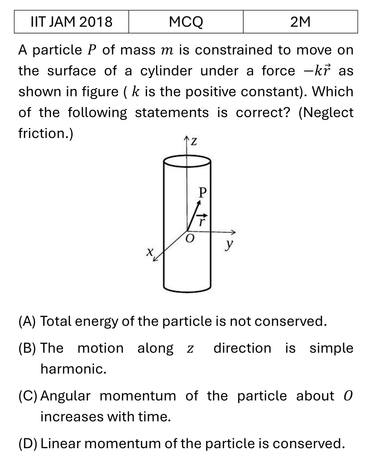 IIT JAM 2018 Central forces and gravitation previous year question IIT_JAM_2018_Q30