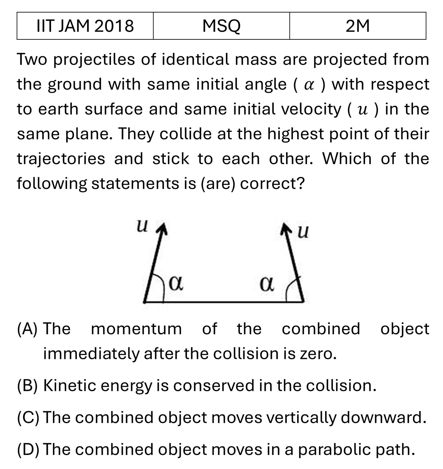 IIT JAM 2018 Basic Mechanics previous year question IIT_JAM_2018_Q33
