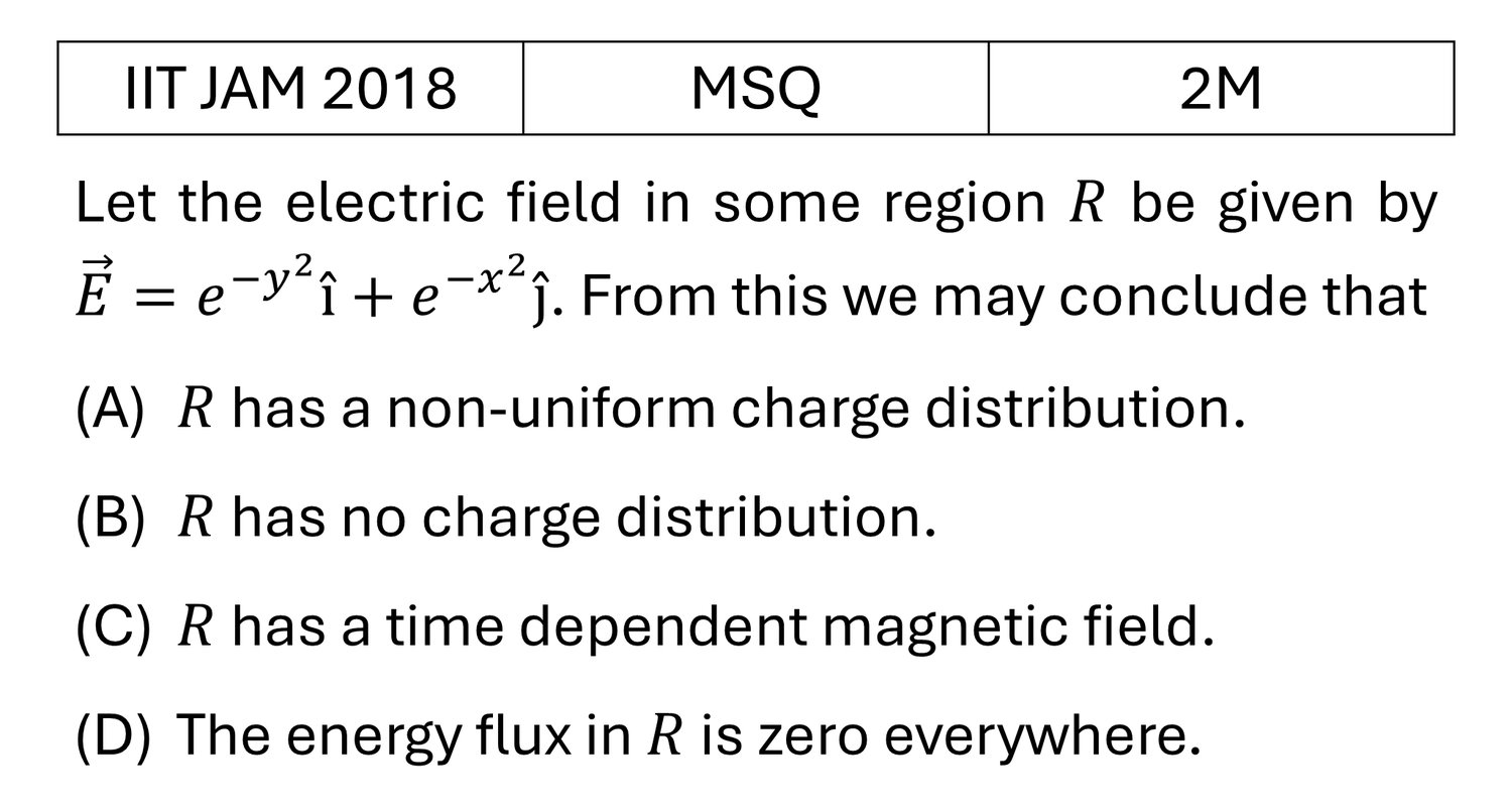 IIT JAM 2018 Electrostatics previous year question IIT_JAM_2018_Q37