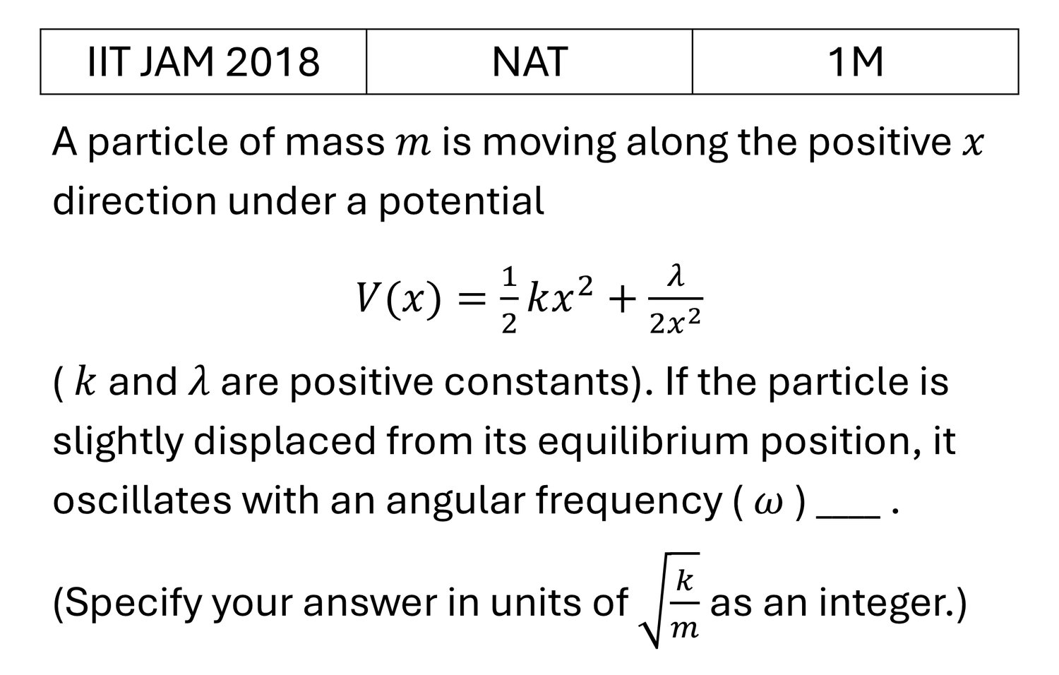 IIT JAM 2018 Central forces and gravitation previous year question IIT_JAM_2018_Q42