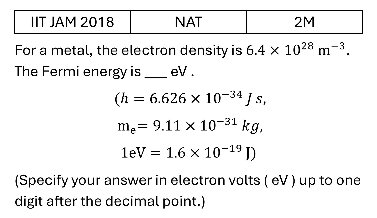 IIT JAM 2018 Quantum Stat. Mech. previous year question IIT_JAM_2018_Q60