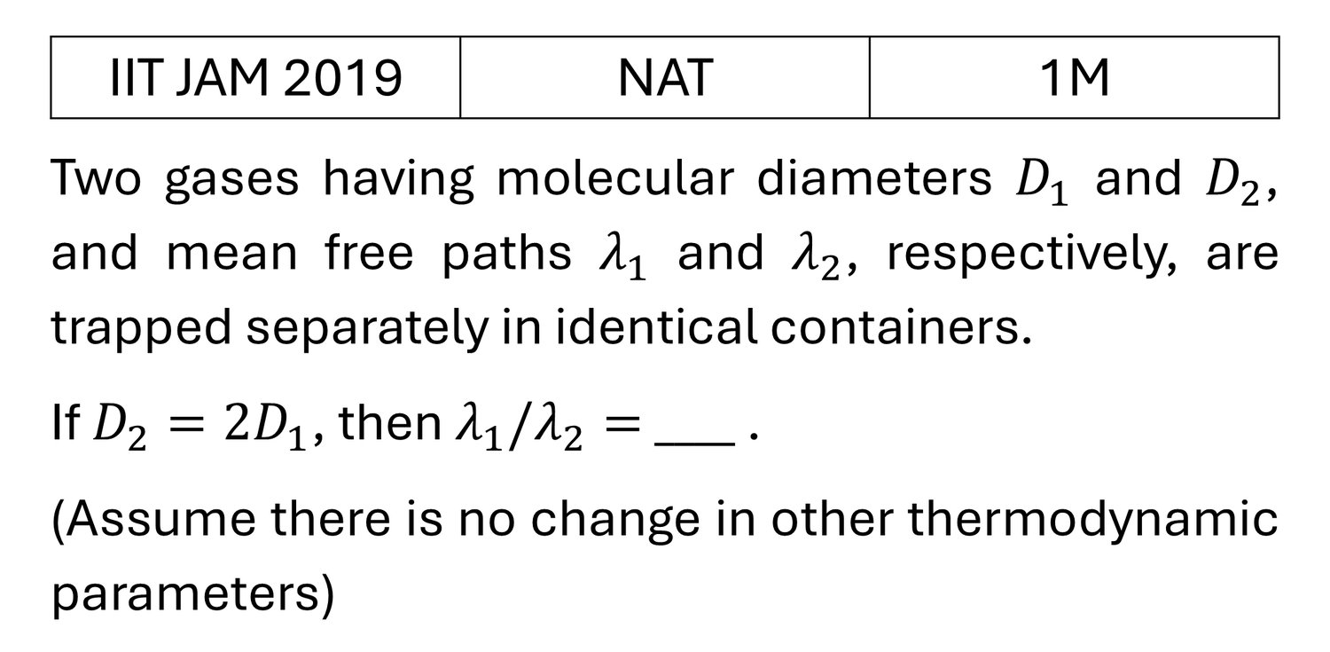 IIT JAM 2019 Kinetic theory of gases previous year question IIT_JAM_2019_Q44