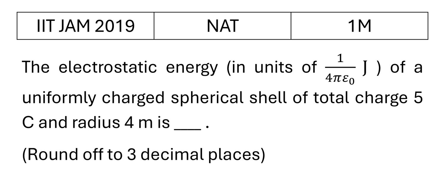 IIT JAM 2019 Electrostatics previous year question IIT_JAM_2019_Q47