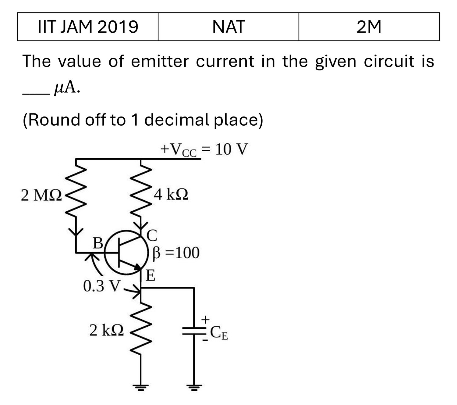 IIT JAM 2019 Transistors previous year question IIT_JAM_2019_Q51
